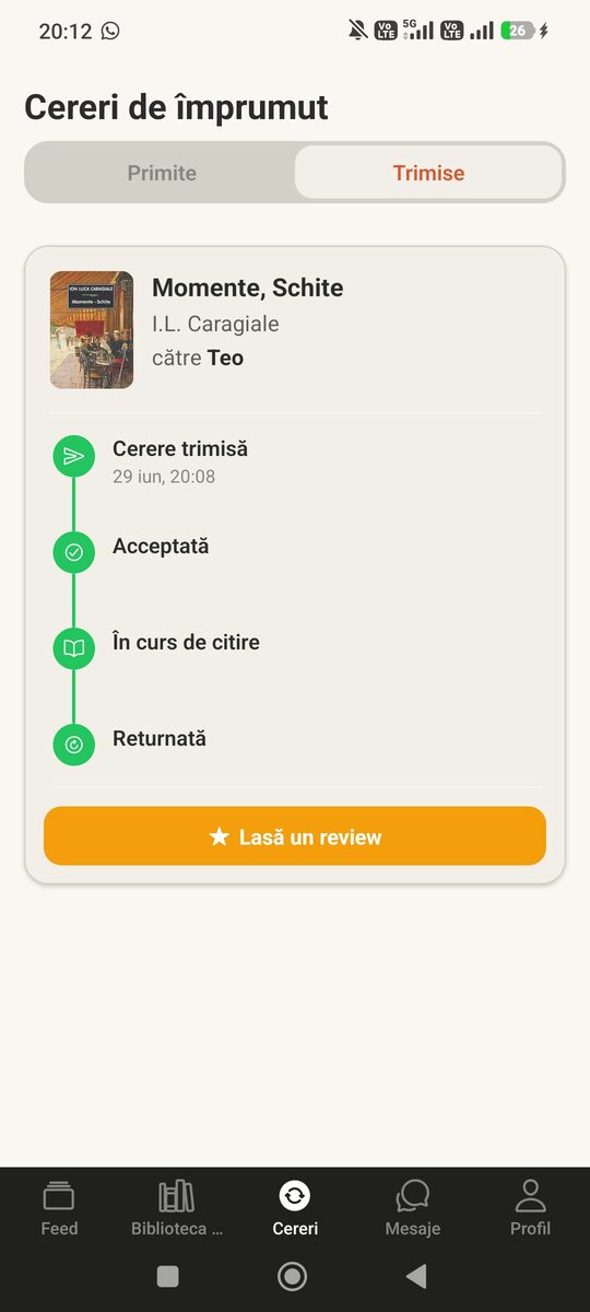 Traseul unei cărți împrumutate, de la cerere până la recenzie