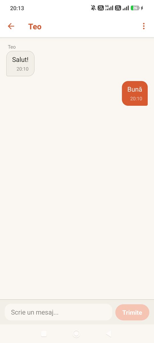 Conversație în chatul din aplicație, cu un vecin